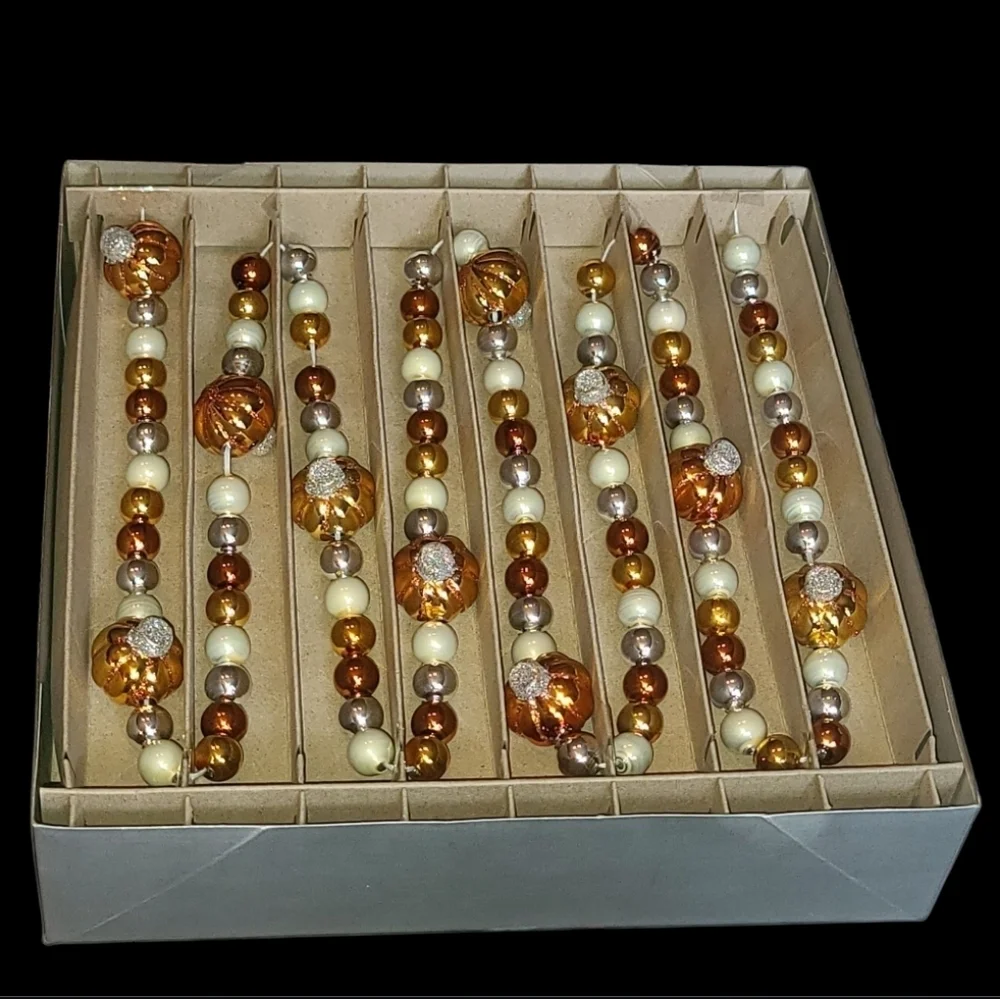 Radko Shiny Brite Vintage / Style Fall Autumn Glass Pumpkin Thanksgiving Garland